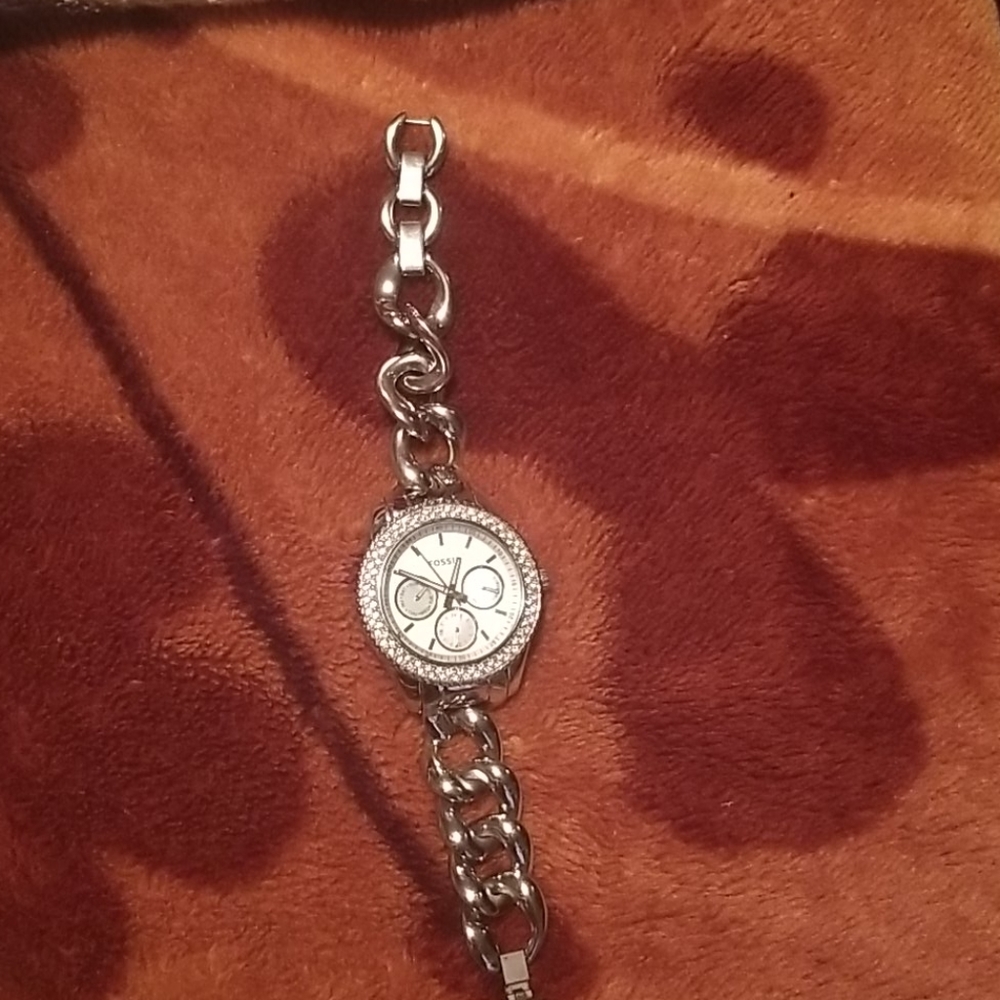 Beautiful Silver Fossil Chain watch